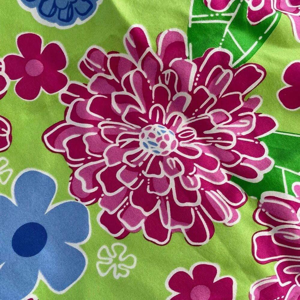 Lilly Pulitzer 100% Silk Ford Floral Mum Scarf Blue Pink - Picture 4 of 5